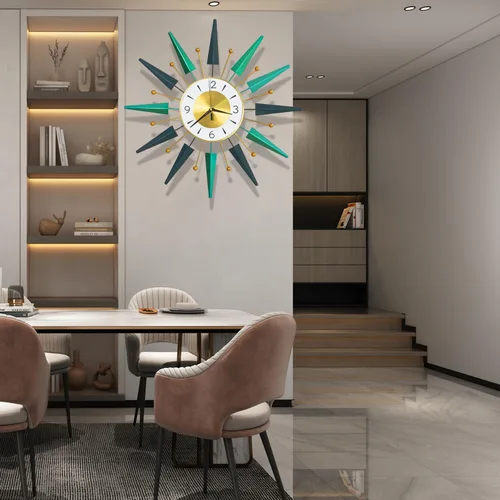 Vista 8 de Reloj grande silencioso de mediados de siglo sin tictac, reloj de pared grande de 23.6 pulgadas decorativo de metal, decoración moderna