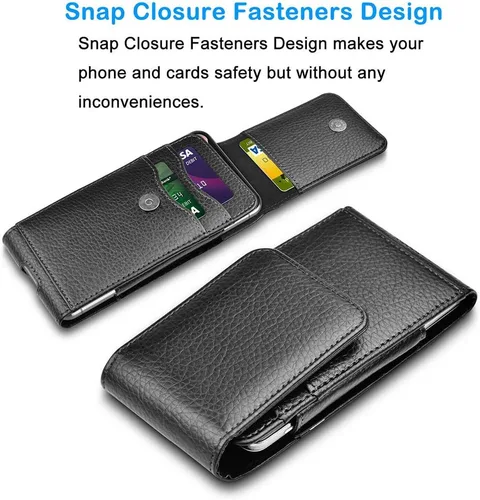 Vista 4 de Funda de cuero para iPhone 17 Pro, Samsung, Motorola, Xiaomi, funda de protección Huawei, funda de protección para teléfono con hebilla de cinturón