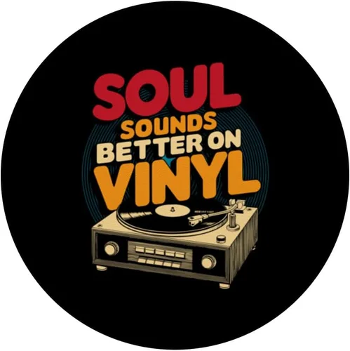 Vista 3 de Soul Sounds Better On Vinyl Old Turntable Retro 70s Music PopSockets Adhesive PopGrip