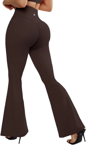 Vista 4 de SUUKSESS Leggings acampanados para mujer, pantalones de yoga de cintura alta con corte de bota y levantamiento de glúteos