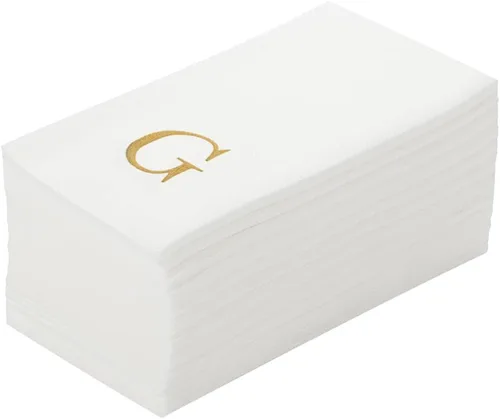 Vista 51 de Luxenap Toallas de invitados de tacto de lino de 15.8 X 7.9 pulgadas, 50 toallas de mano con letras - Letra dorada "S", fuente sans serif