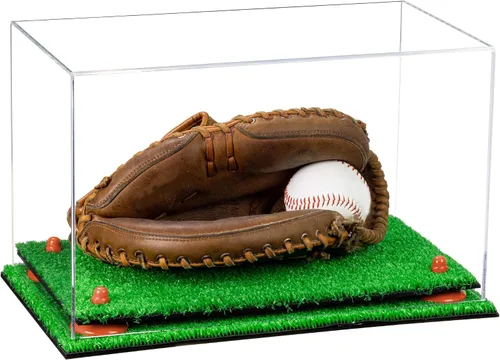 Vista 153 de Better Display Cases Vitrina de guantes de béisbol de acrílico transparente con elevadores negros (A011/V16)