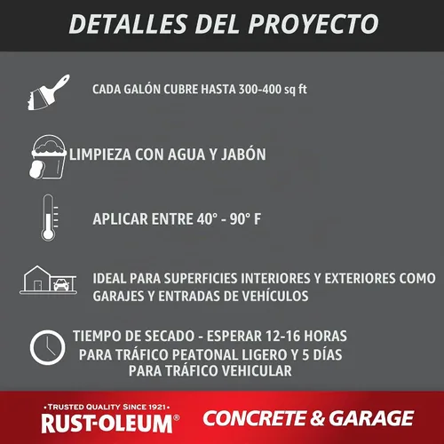 Vista 9 de Rust-Oleum 225359-2PK - Pintura e imprimación para pisos de concreto y garaje, galón, gris armadura satinada, paquete de 2