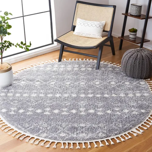 Vista 21 de SAFAVIEH Berber Fringe Shag Collection - Alfombra decorativa de 2 pies 2 pulgadas x 4 pies, color crema y gris oscuro, diseño que no desprende