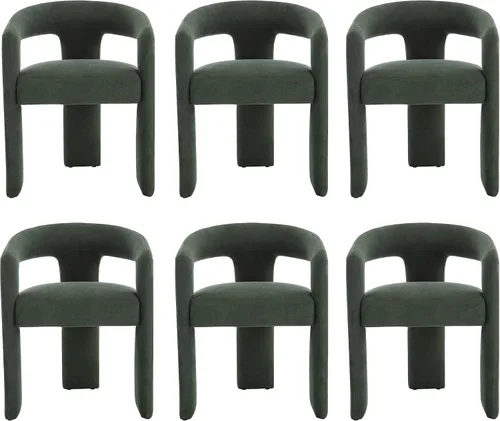 Vista 12 de Modern Boucle - Juego de 2 sillas de comedor tapizadas con diseño de barril con brazo, cómodas sillas laterales para cocina, comedor, recepción