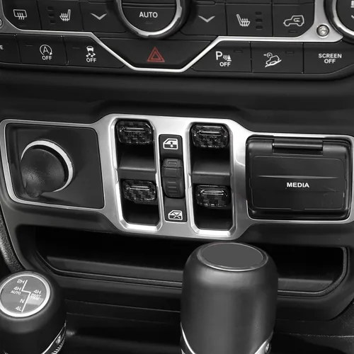 Vista 6 de CheroCar Cubierta de botón para interruptor de ventana Jeep JL, accesorios interiores para Jeep Wrangler JL JLU Gladiator JT 2018-2021