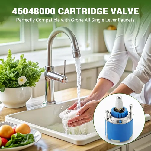 Vista 2 de Reemplazo del cartucho de grifo compatible con Grohe 46048000 Cartucho de cerámica de válvula mezcladora de una sola manija