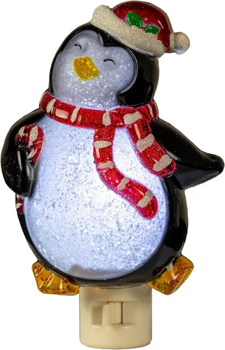 Vista 8 de Novelty Lights Lámpara LED copo de nieve blanco puro decoración de Navidad luz nocturna con enchufe giratorio