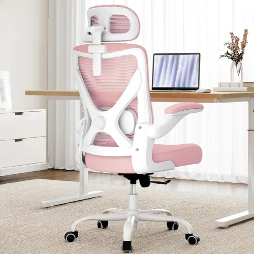 Vista 14 de Silla de oficina ergonómica negra: silla de escritorio de malla cómoda con Negro