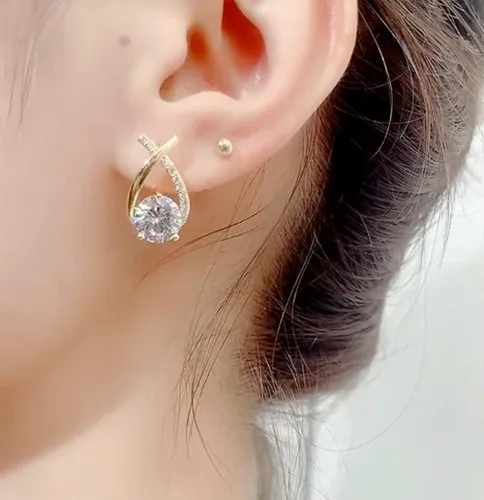Vista 5 de Pendientes de tuerca de cristal con forma de lágrima de cola de pez en forma de lágrima. Regalo de cumpleaños para mujeres y niñas