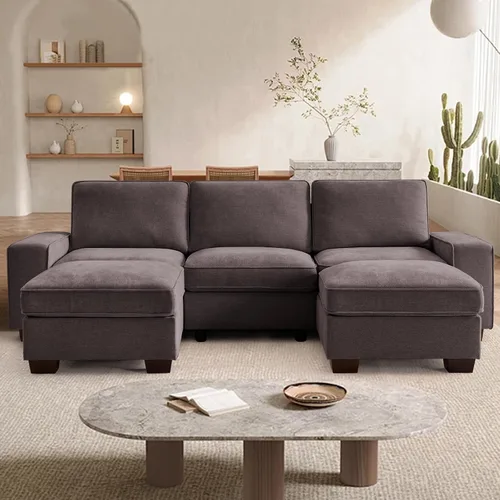 Vista 48 de TEKAMON - Sofá modular de 73" con almacenamiento en el asiento, sofá biplaza moderno de tela de chenilla para sala de estar, oficina, apartamento