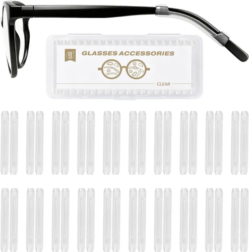 Vista 9 de YR Lentes de silicona suave, retenedores de manga, antideslizantes, elásticos y cómodos, para anteojos, lentes de lectura, 10 pares, color negro