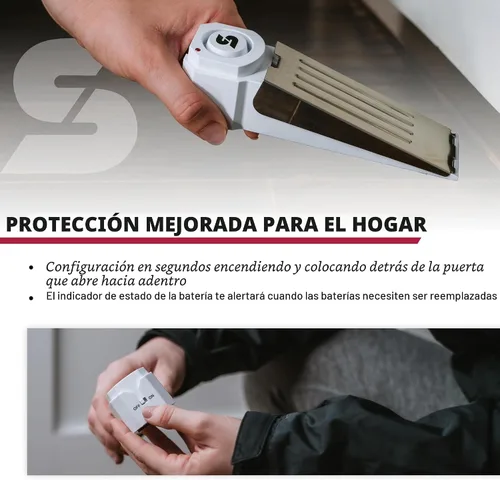 Vista 6 de Alarma de seguridad SABRE cuña para puerta con sirena de 120 dB. Ideal para casa, viaje, apartamento, cuarto.