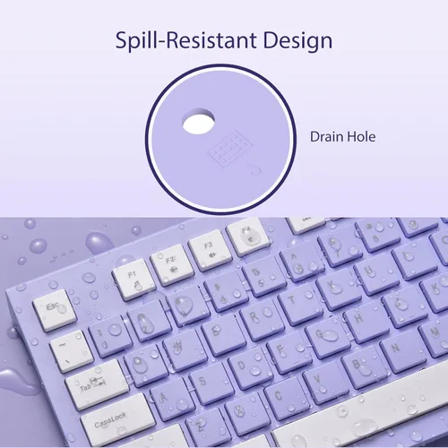 Vista 3 de COLIKES Teclado con cable, teclado de computadora USB ultradelgado con teclas de perfil bajo, resistente a derrames, teclas multimedia, compatible