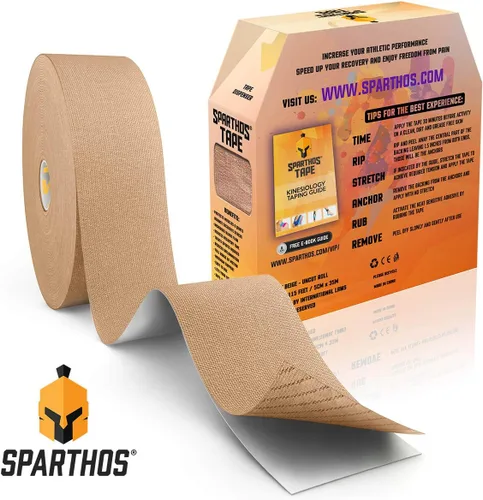 Vista 2 de Kinesiology tape spartan tape apoyo perfecto para athletic kinesiología, Rollo de velcro, recuperación y fisioterapia guía. Uncut rollo de 115 pies