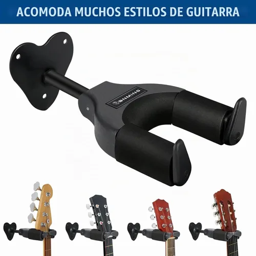 Vista 3 de Ranming Soporte de pared para guitarra, soporte de pared con bloqueo automático, base de metal para guitarra, ukelele, bajo, banjo y mandolina