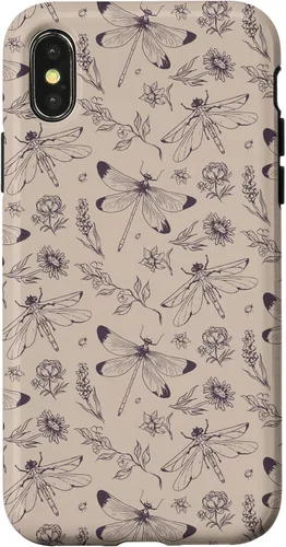 Vista 5 de Vintage Dragonfly Tan Sand Beige Wildflower Floral Flower Case for iPhone 16