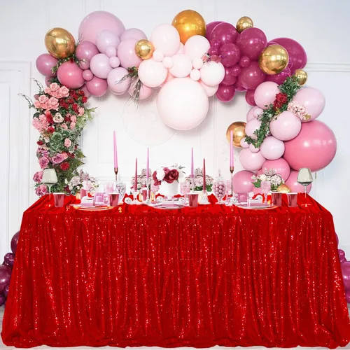 Vista 31 de Manteles redondos de lentejuelas negros para fiestas, de 121,9 cm, mantel redondo de purpurina ajustado, pequeño, lindo y dulce, para boda
