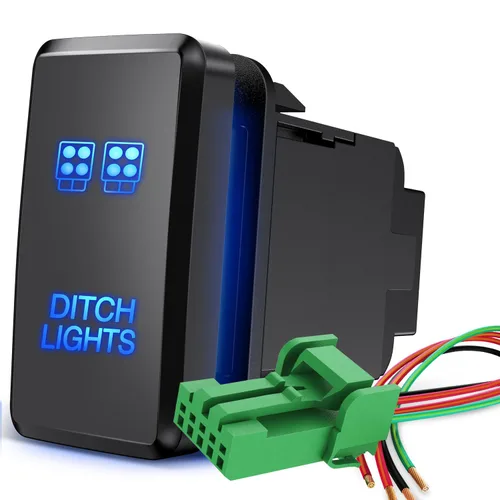 Vista 18 de Nilight Interruptor de Botón de Luces Auxiliares 12V Encendido/Apagado con Kit de Cable Conector 1.54" x 0.83" Repuesto para Toyota Tacoma Tundra