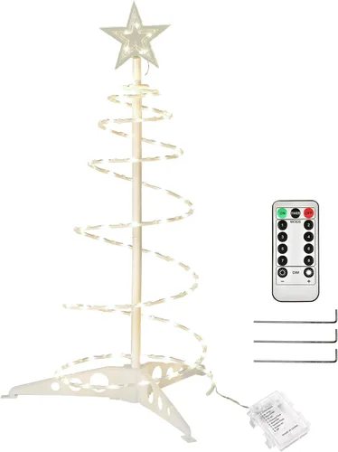 Vista 2 de Yescom Munchkin - Luz LED en espiral para árbol de 2 pies, 79 luces LED, batería para interiores, exteriores, camino, fiesta, fiesta, decoración