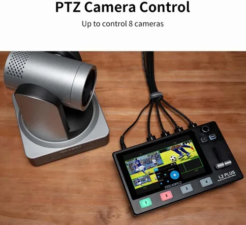 Vista 5 de Feelworld L2 Plus 5.5 "LCD Multi-Cámara Video Mezclador Conmutador con Pantalla Táctil PTZ Control Chroma Key USB3.0 para transmisión en vivo