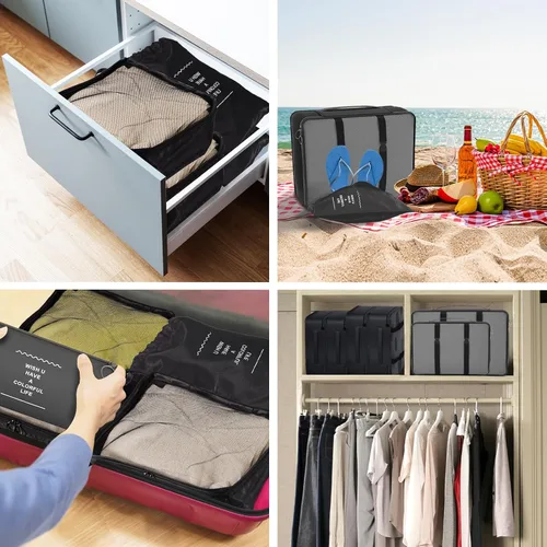 Vista 7 de Funarty Juego de 8 cubos de embalaje para maletas, cubos de compresión para equipaje de mano, bolsas organizadoras de equipaje para accesorios
