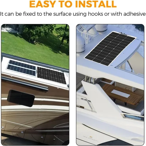 Vista 5 de XINPUGUANG Kit de sistema de panel solar de 12 V 200 W, panel solar flexible de 100 W, cargador de batería monocristalino con cable de extensión