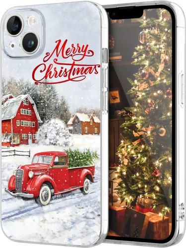 Vista 34 de Newseego Funda de Navidad para iPhone 13, Serie Linda a Prueba de Golpes Anti-Amarillo PC Duro + Parachoques TPU Cubierta Protectora para Mujeres