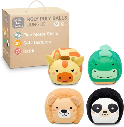 Vista 7 de Little Big Friends Roly Poly Balls Juguete sensorial de sonajero para bebé, juego de 4