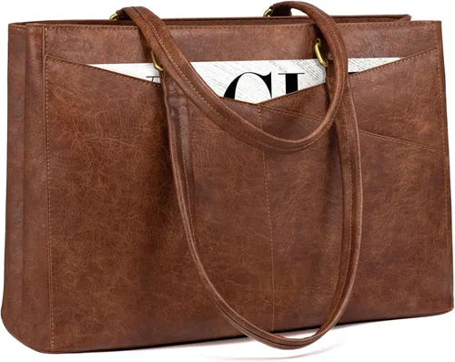 Vista 9 de LOVEVOOK Bolsa para Laptop para Mujeres, Bolsa de Mano para Laptop de 15.6 Pulgadas para Mujeres, Bolsas de Mano de Trabajo de Cuero Vintage