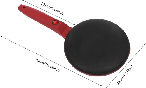 Vista 5 de Crepera Electrica - Máquina eléctrica para crepes de 8 pulgadas, sartén antiadherente portátil roja con asa y bandeja extraíble, Crepera Electrica