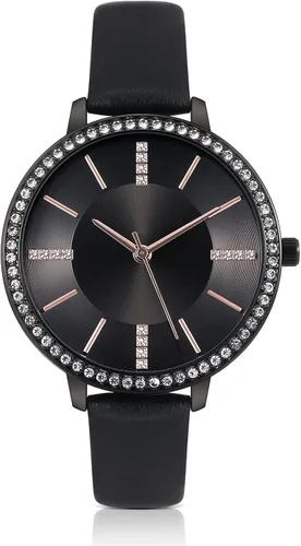 Vista 8 de Relojes para mujer, correa de cuero, relojes de cuarzo de lujo, impermeables, a la moda, reloj de pulsera creativo para mujeres y señoras