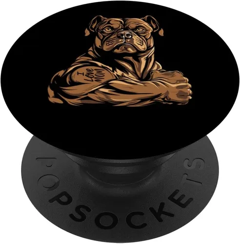 Vista 6 de American Bully Bíceps Tatuaje de raza de perro – Bulldog I Love Dad PopSockets MagSafe PopGrip para iPhone