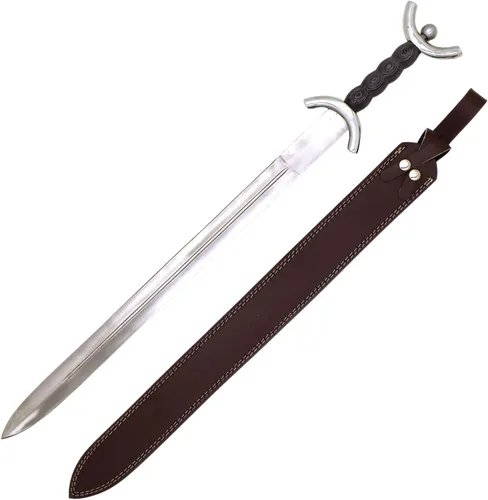 Vista 15 de Medieval Warrior Knights Templar Long Sword with Sheath Steel Guard, Leather Wrapped Handle