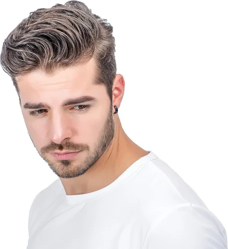 Vista 6 de Jstyle Pendientes de aro pequeños únicos de acero inoxidable para hombre, 1 par
