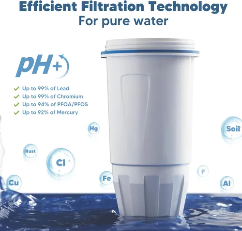 Vista 6 de Filtro de Agua Reemplazo Mejorado Compatible con Jarra y Dispensador Zero ZR-001 ZR-004 ZP-006 ZR-017, Sistema de Filtro de Cinco Etapas, Reduce