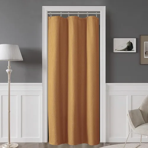 Vista 60 de OVZME Cortina de ducha de tela Berry Stall de 36 x 72 pulgadas, suave y gofre, pequeña cortina de ducha negra para baño con textura para un