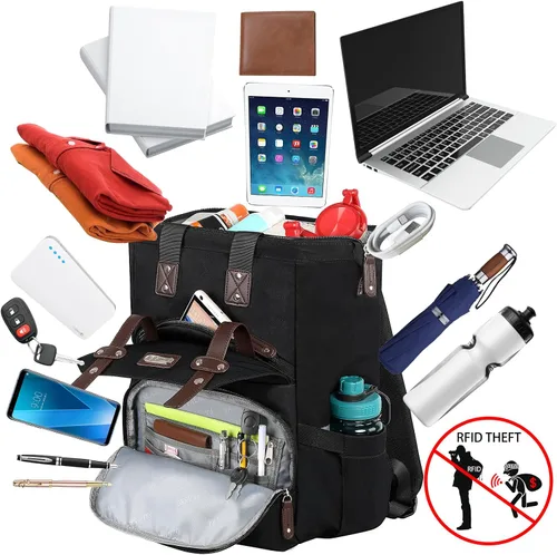 Vista 2 de Mochila para portátil para mujer, para trabajo de doctoras, profesoras, enfermeras, de 15.6 pulgadas, mochila universitaria de apertura amplia