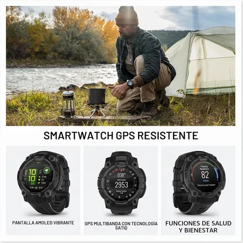 Vista 2 de Garmin Instinct® 3 45mm, pantalla AMOLED, reloj inteligente GPS resistente para exteriores, bisel reforzado con metal, linterna incorporada, hasta