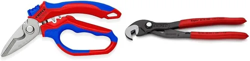 Vista 7 de Tijeras de electricista angulares de acero inoxidable KNIPEX Tools 95 05 20 US, 6-1/4", Rojo/Azul