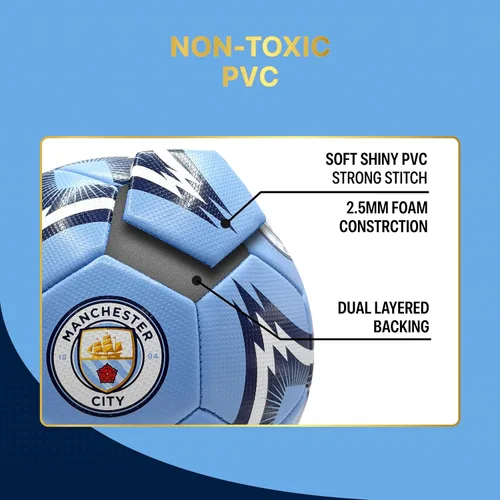 Vista 5 de Icon Sports Balón de fútbol oficial del Manchester City FC, MC154BLT, color blanco, talla 3