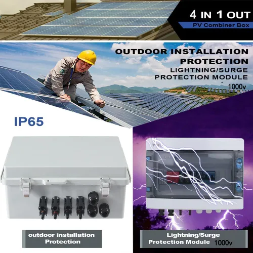 Vista 4 de Caja combinadora para paneles solares, caja combinadora solar con 4 cuerdas, 15 A, dispositivo de protección contra sobretensiones de corriente