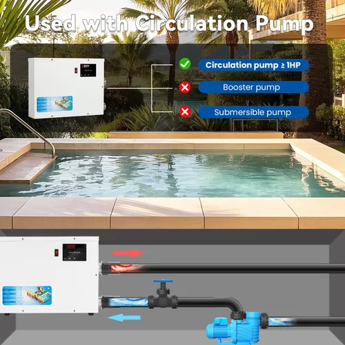 Vista 5 de NEWTRY Calentador de SPA de 5.5KW, calentador de piscina de 220V, calentadores eléctricos de piscina, calentadores de hidromasaje con termostatos