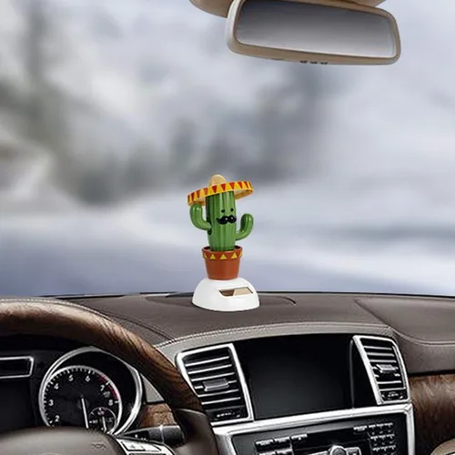 Vista 4 de Cactus Solar Powered Sacudiendo Cabeza Bailando Coche Ornamento Tablero Decoración Juguete Regalo - Cactus