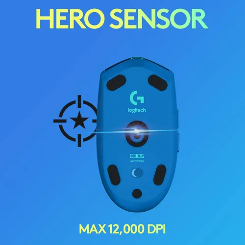 Vista 2 de Logitech G 305 LIGHTSPEED - Mouse inalámbrico para juegos, sensor Hero 12K, 12,000 DPI, ligero, 6 botones programables, duración de la batería