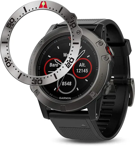 Vista 6 de Anillo de bisel de acero inoxidable compatible con Garmin Fenix 5X Watch Bisel Ring Cubierta Adhesiva Anti arañazos y protector de colisión