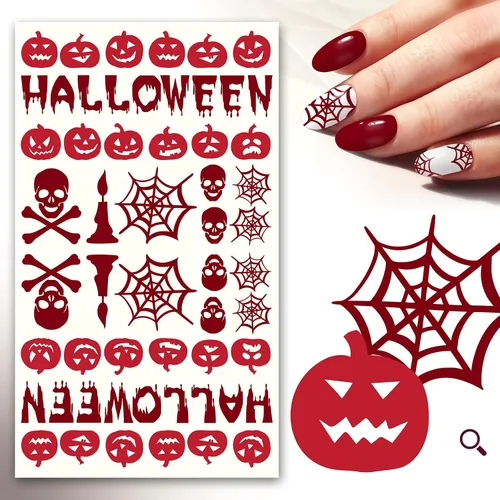 Vista 8 de FLONZNAIL - Calcomanías adhesivas para uñas (6 hojas) FLONZNAIL Bloody Splatter Nails Freeform Halloween Design Blood Murder Horror Ocho