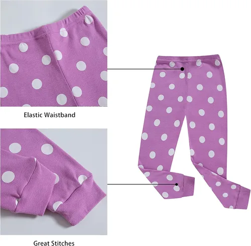 Vista 6 de KikizYe Conjunto de pijamas de manga larga para niñas pequeñas, 100% algodón