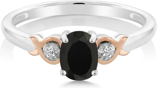 Vista 41 de Gem Stone King Anillo de compromiso de plata de ley 925 y oro rosa de 10 quilates, piedra preciosa ovalada de 0.276 x 0.197 in, con acento