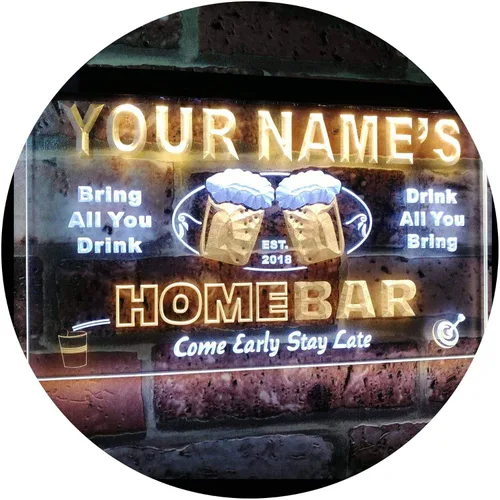 Vista 13 de Letrero luminoso Custom Home Bar Beer de neón; personalizado con nombre Blanco
